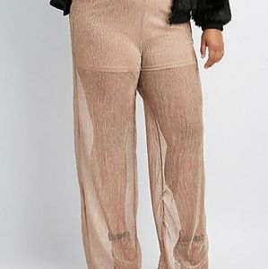 Rose gold mesh pants